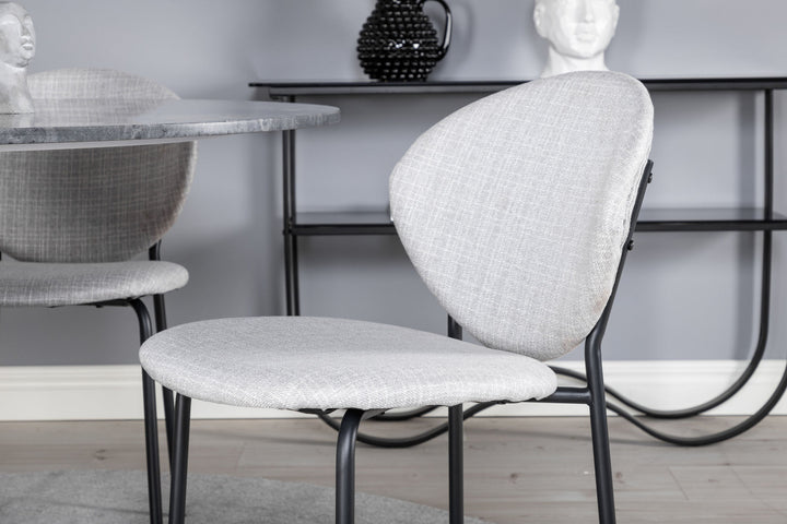 Venture Home Estelle Round Dining Table ø106 H75 - Black / Black+Vault Dining Chair - Black Legs - Grey Fabric_4