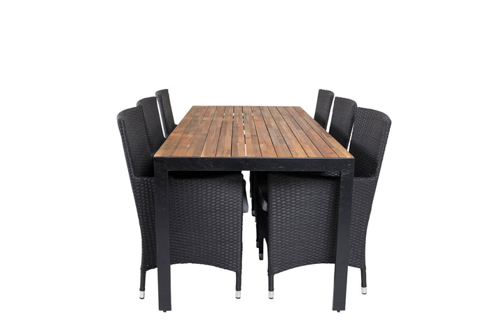 Venture Home Bois Dining table 200*100cm - Black Legs / Acacia +Malin Arm Chair with cushion