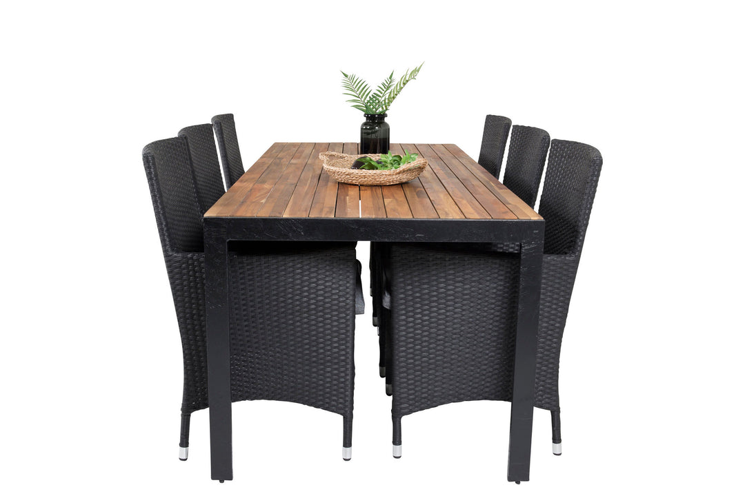 Venture Home Bois Dining table 200*100cm - Black Legs / Acacia +Malin Arm Chair with cushion