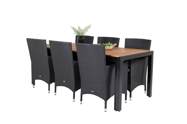 Venture Home Bois Dining table 200*100cm - Black Legs / Acacia +Malin Arm Chair with cushion
