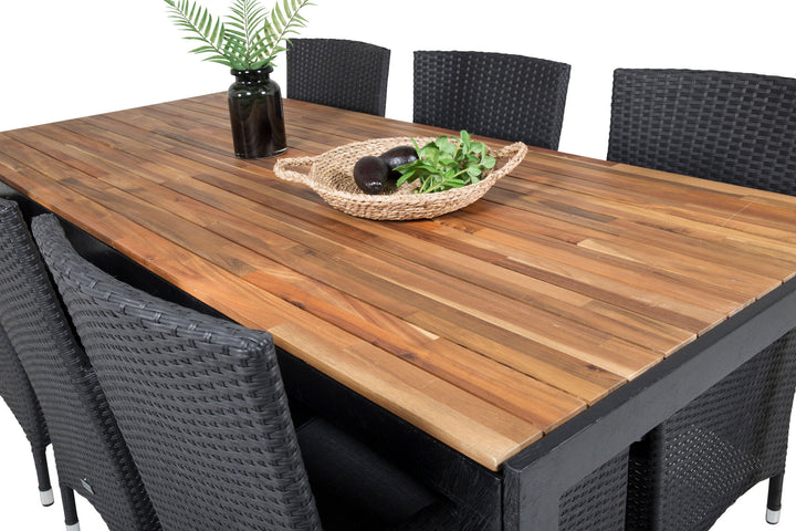 Venture Home Bois Dining table 200*100cm - Black Legs / Acacia +Malin Arm Chair with cushion