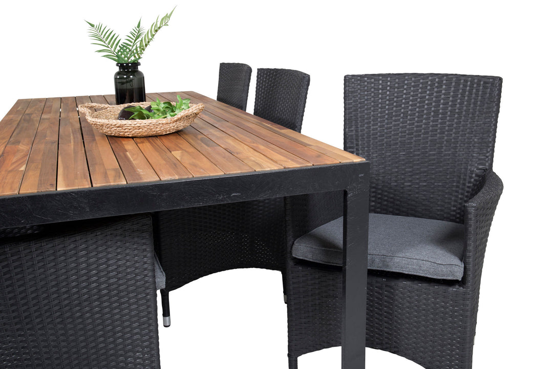Venture Home Bois Dining table 200*100cm - Black Legs / Acacia +Malin Arm Chair with cushion