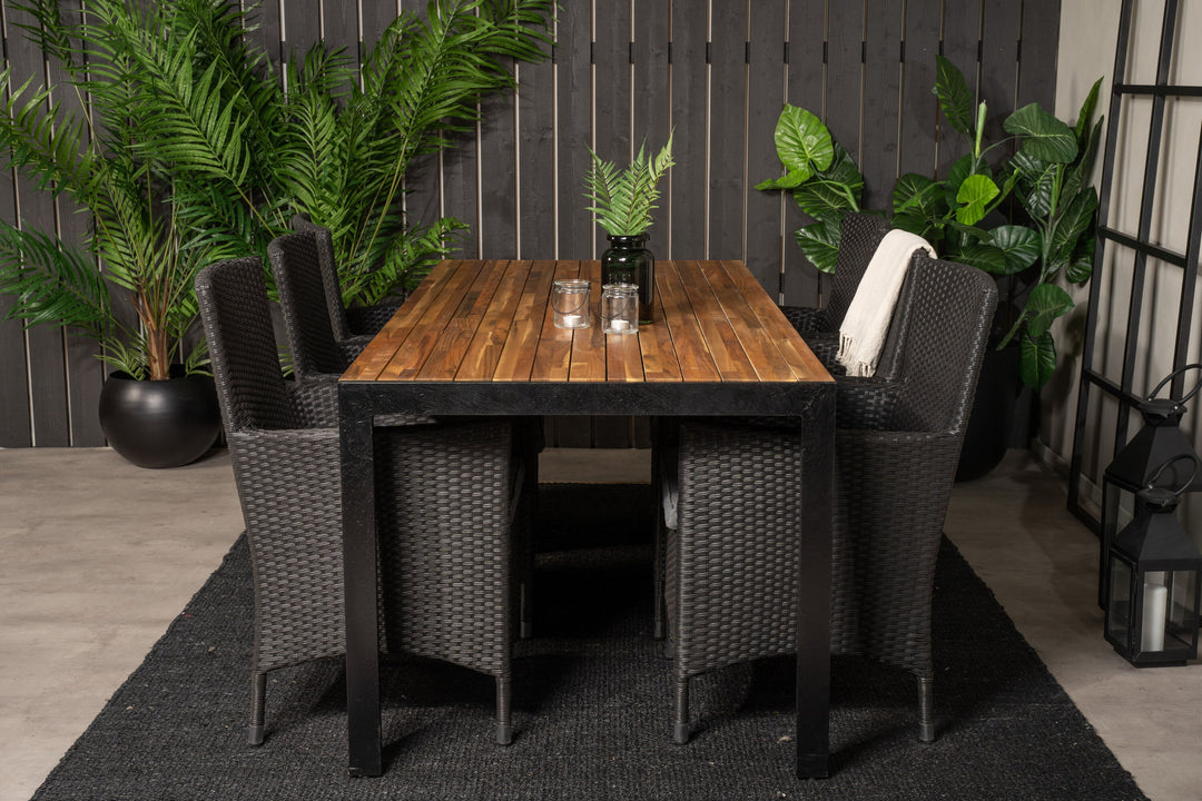 Venture Home Bois Dining table 200*100cm - Black Legs / Acacia +Malin Arm Chair with cushion