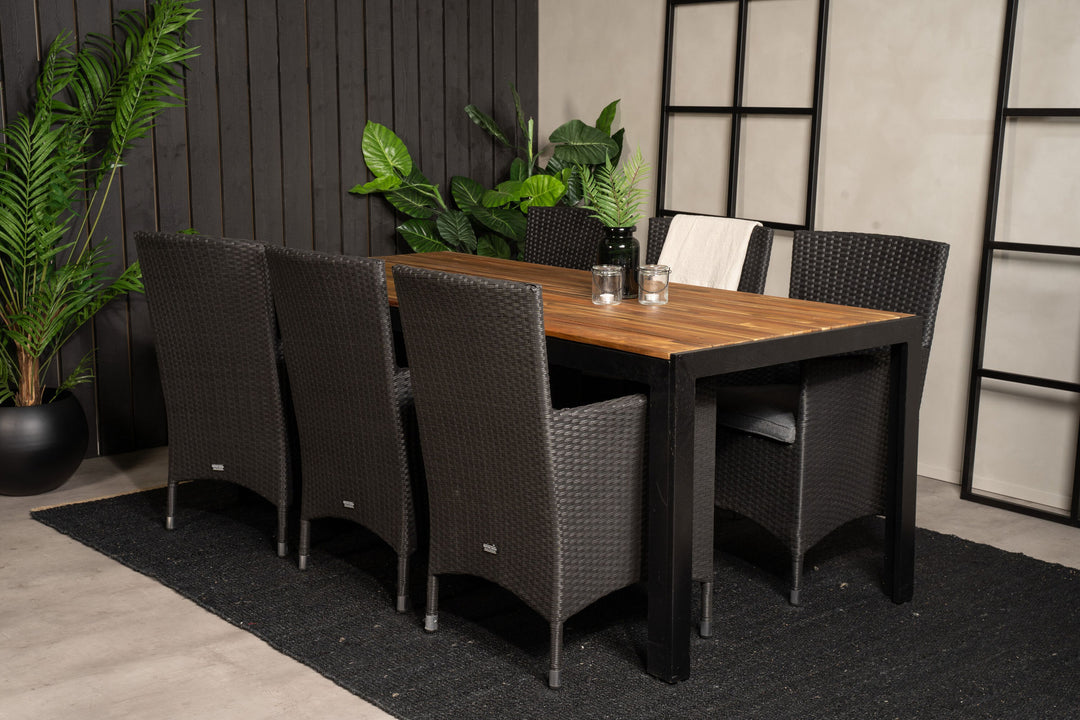 Venture Home Bois Dining table 200*100cm - Black Legs / Acacia +Malin Arm Chair with cushion