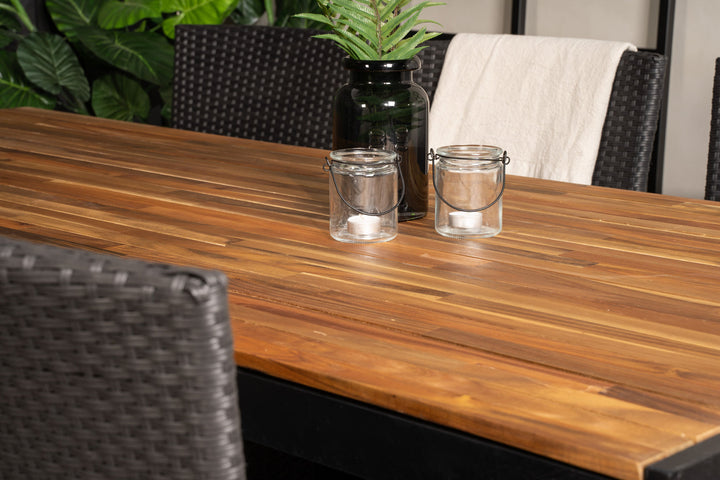 Venture Home Bois Dining table 200*100cm - Black Legs / Acacia +Malin Arm Chair with cushion