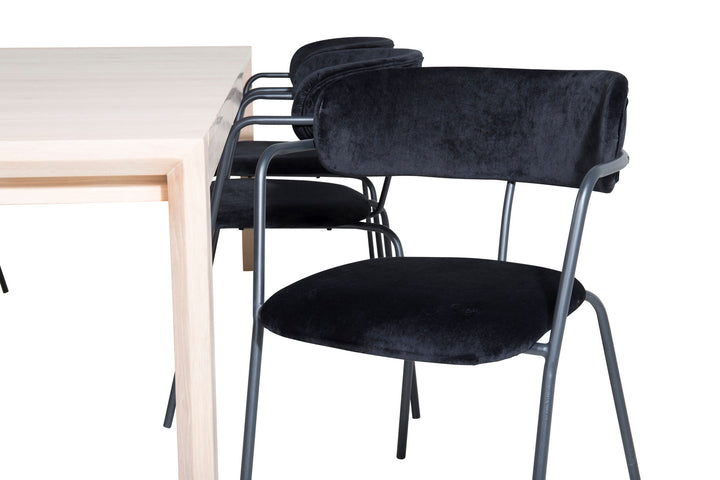Venture Home Slider Extention Table - White Wash - 170+40+40cm +Arrow armchair - Black Legs