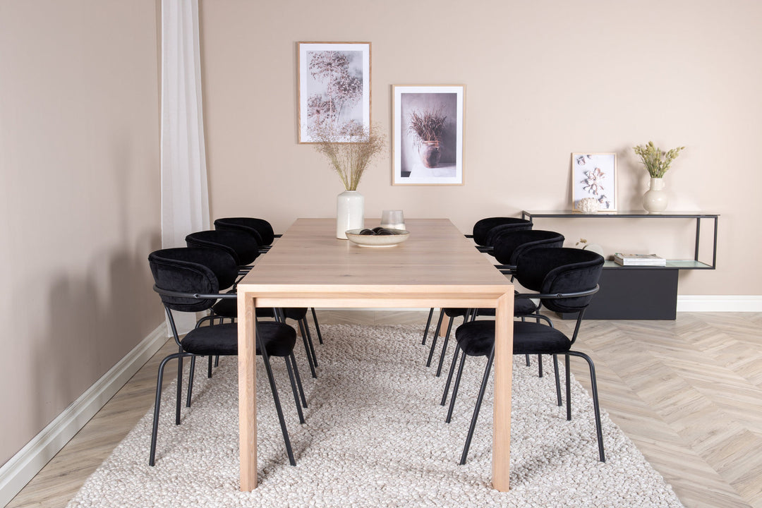 Venture Home Slider Extention Table - White Wash - 170+40+40cm +Arrow armchair - Black Legs