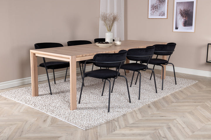 Venture Home Slider Extention Table - White Wash - 170+40+40cm +Arrow armchair - Black Legs