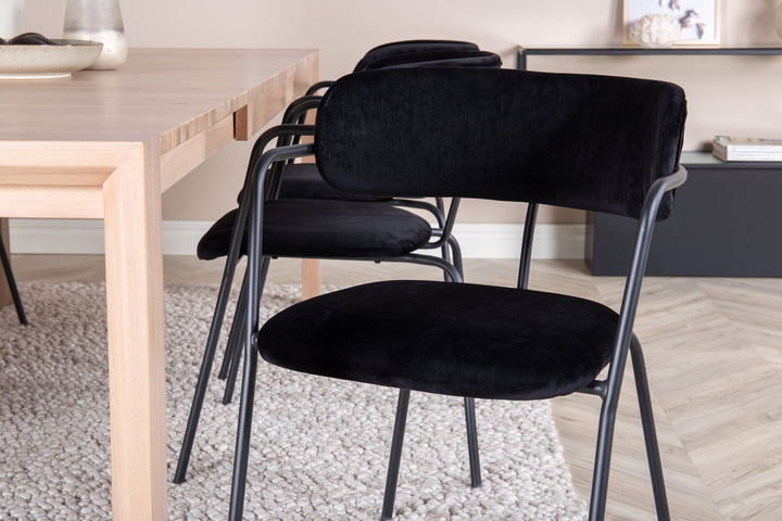 Venture Home Slider Extention Table - White Wash - 170+40+40cm +Arrow armchair - Black Legs
