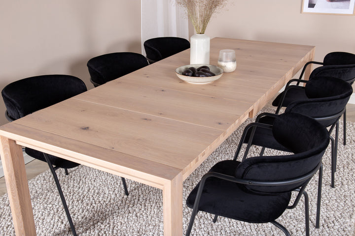 Venture Home Slider Extention Table - White Wash - 170+40+40cm +Arrow armchair - Black Legs