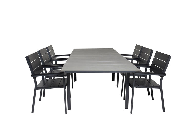 Venture Home Levels Dining Table 160/240*90 - Black Alu / Grey Aintwood +Levels Chair (stackable) - Black Alu / Black Aintwood_6