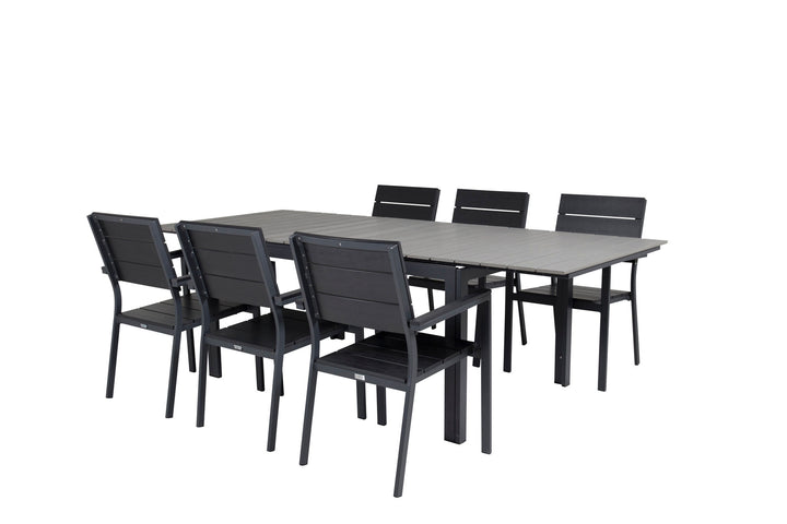 Venture Home Levels Dining Table 160/240*90 - Black Alu / Grey Aintwood +Levels Chair (stackable) - Black Alu / Black Aintwood_6
