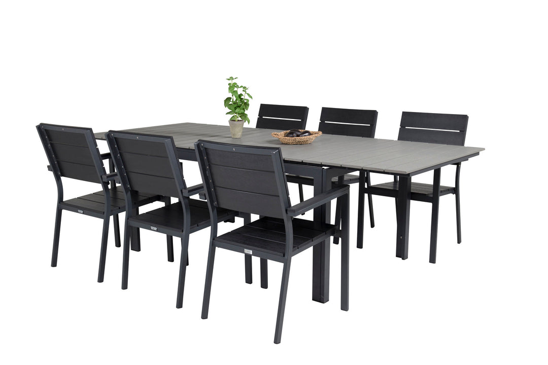 Venture Home Levels Dining Table 160/240*90 - Black Alu / Grey Aintwood +Levels Chair (stackable) - Black Alu / Black Aintwood_6