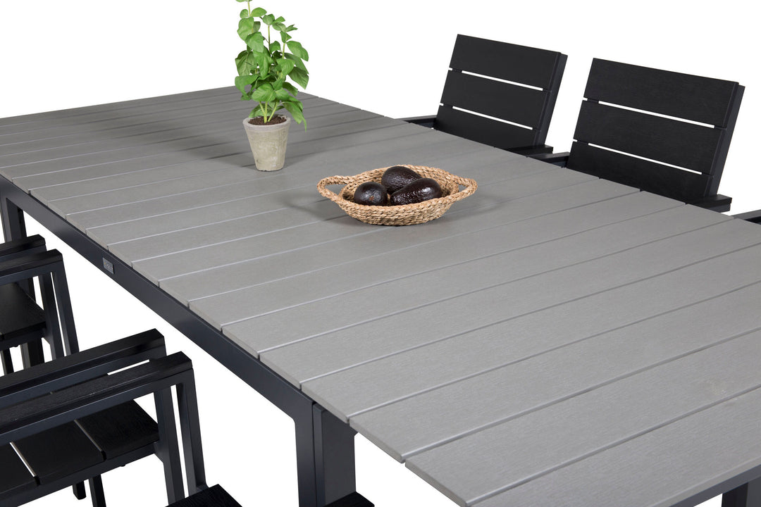 Venture Home Levels Dining Table 160/240*90 - Black Alu / Grey Aintwood +Levels Chair (stackable) - Black Alu / Black Aintwood_6