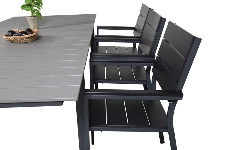 Venture Home Levels Dining Table 160/240*90 - Black Alu / Grey Aintwood +Levels Chair (stackable) - Black Alu / Black Aintwood_6