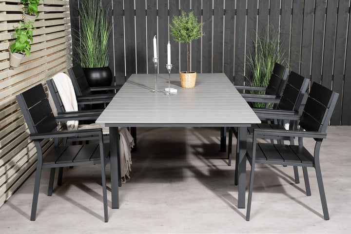 Venture Home Levels Dining Table 160/240*90 - Black Alu / Grey Aintwood +Levels Chair (stackable) - Black Alu / Black Aintwood_6