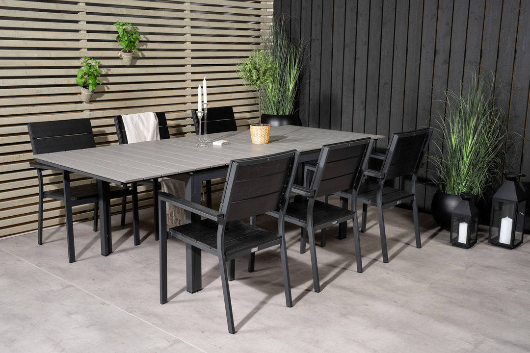Venture Home Levels Dining Table 160/240*90 - Black Alu / Grey Aintwood +Levels Chair (stackable) - Black Alu / Black Aintwood_6