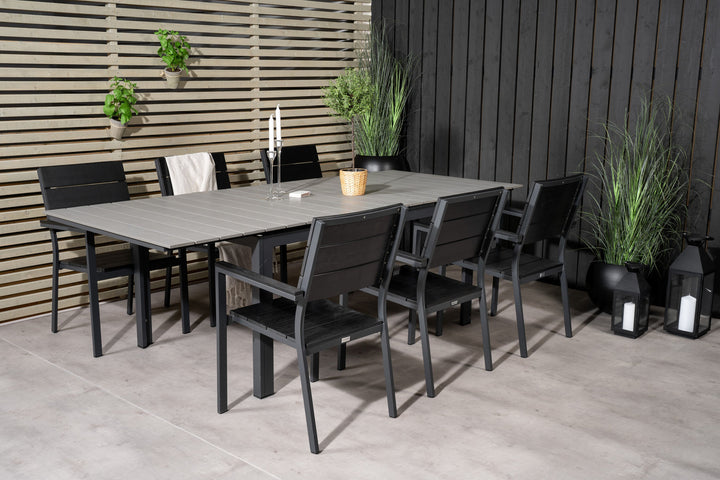 Venture Home Levels Dining Table 160/240*90 - Black Alu / Grey Aintwood +Levels Chair (stackable) - Black Alu / Black Aintwood_6
