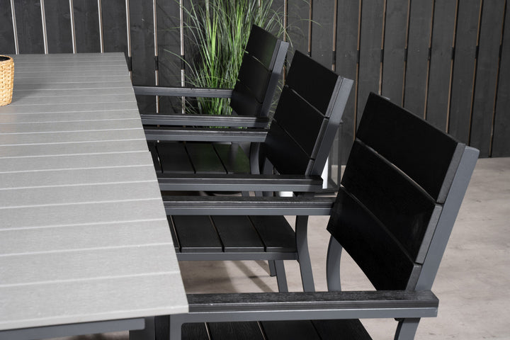 Venture Home Levels Dining Table 160/240*90 - Black Alu / Grey Aintwood +Levels Chair (stackable) - Black Alu / Black Aintwood_6