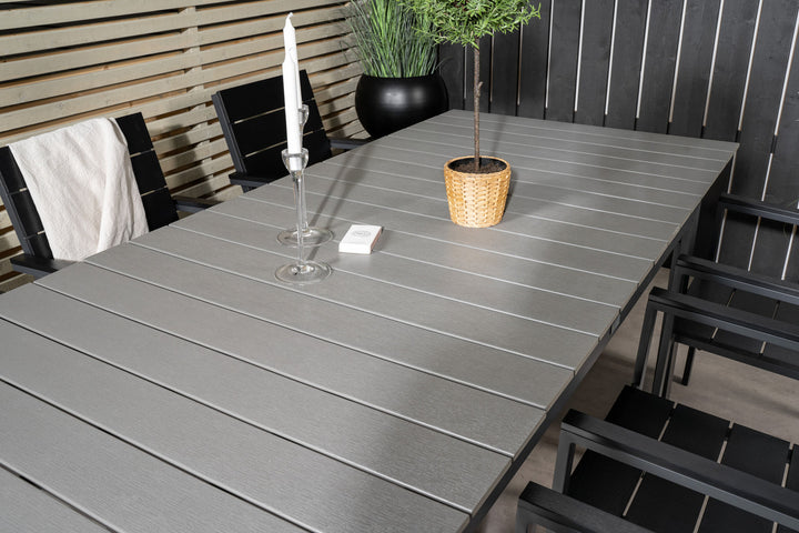Venture Home Levels Dining Table 160/240*90 - Black Alu / Grey Aintwood +Levels Chair (stackable) - Black Alu / Black Aintwood_6