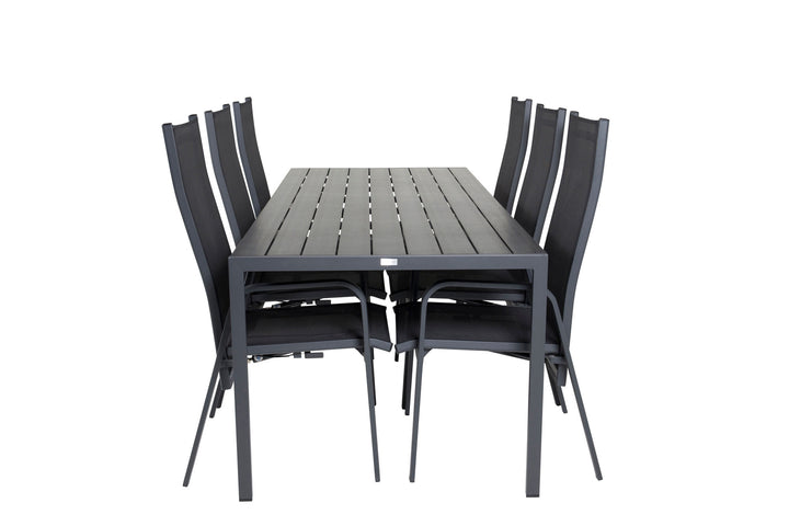 Venture Home Break Dining Table - 205*90 - Black Alu / Black Aintwood+Copacabana Recliner Cha