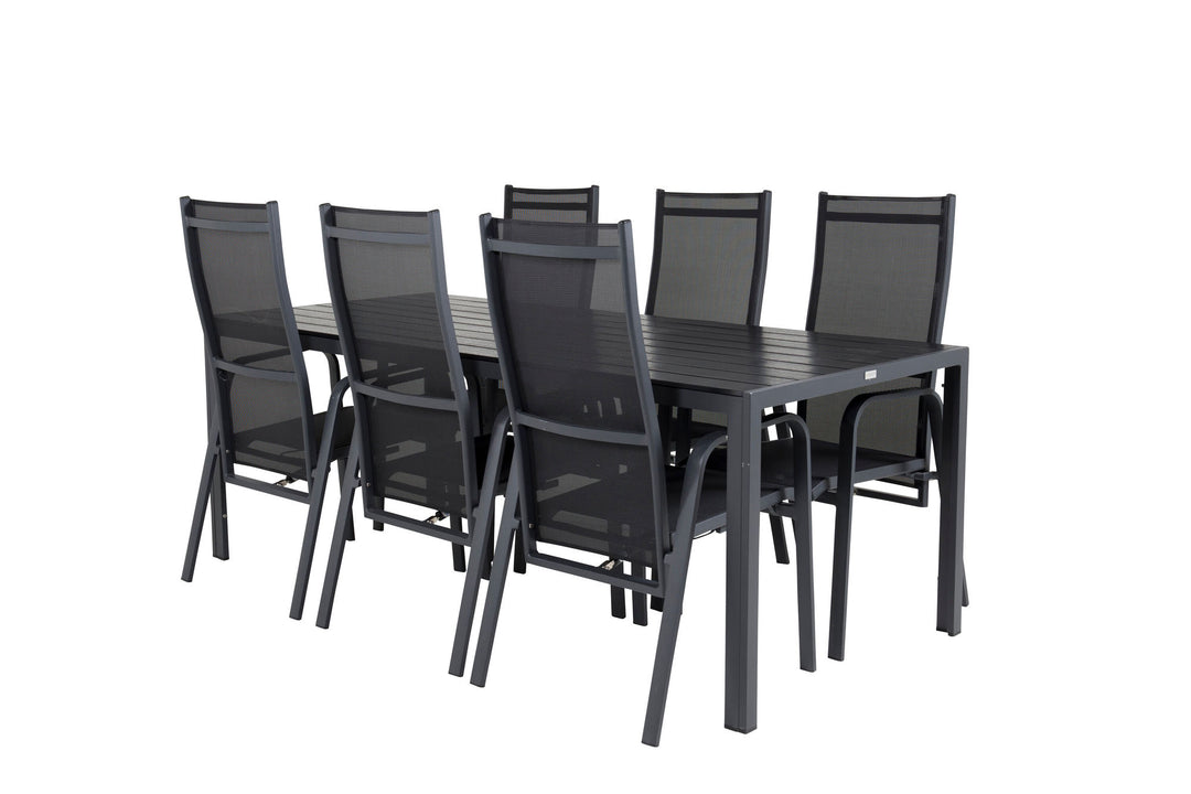 Venture Home Break Dining Table - 205*90 - Black Alu / Black Aintwood+Copacabana Recliner Cha