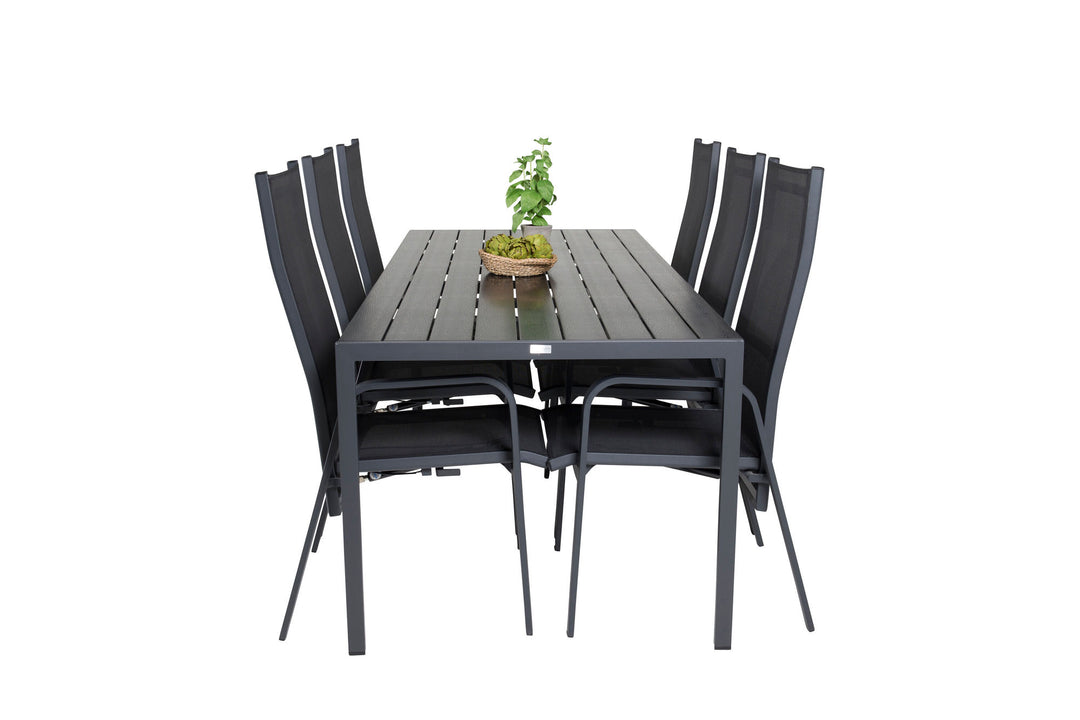 Venture Home Break Dining Table - 205*90 - Black Alu / Black Aintwood+Copacabana Recliner Cha