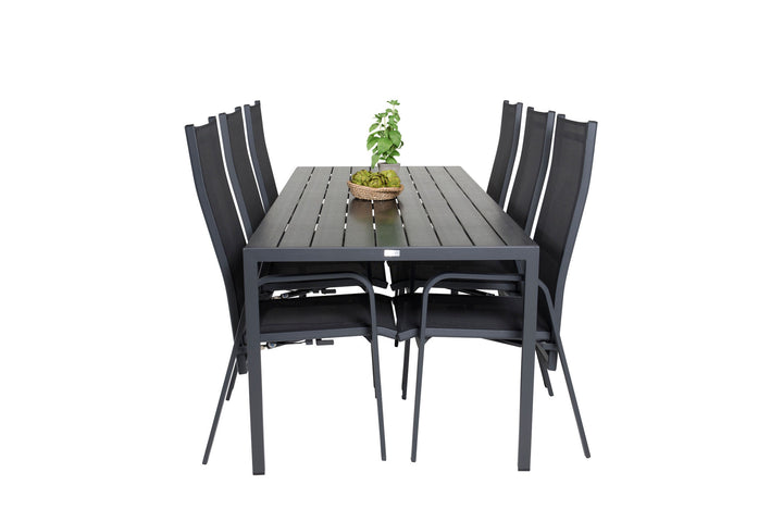 Venture Home Break Dining Table - 205*90 - Black Alu / Black Aintwood+Copacabana Recliner Cha