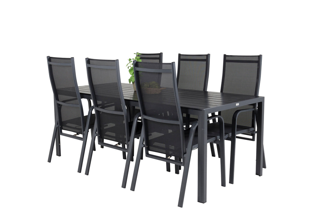 Venture Home Break Dining Table - 205*90 - Black Alu / Black Aintwood+Copacabana Recliner Cha
