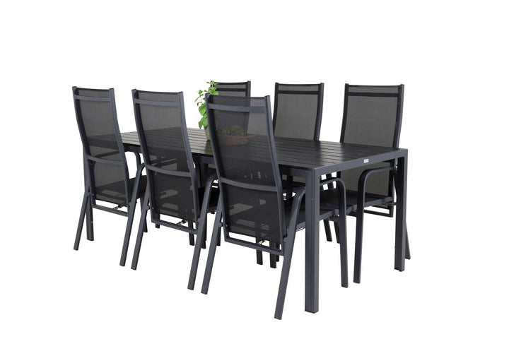 Venture Home Break Dining Table - 205*90 - Black Alu / Black Aintwood+Copacabana Recliner Cha