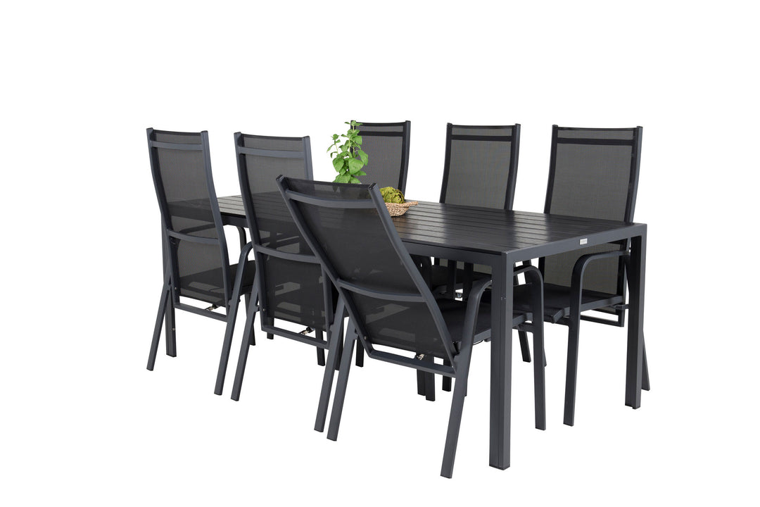 Venture Home Break Dining Table - 205*90 - Black Alu / Black Aintwood+Copacabana Recliner Cha