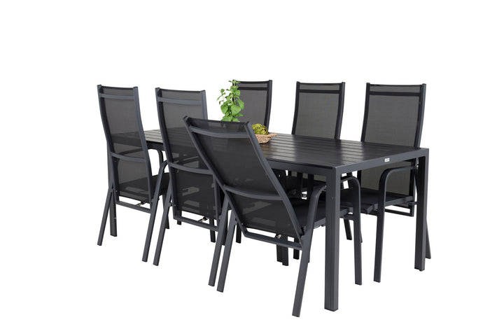 Venture Home Break Dining Table - 205*90 - Black Alu / Black Aintwood+Copacabana Recliner Cha