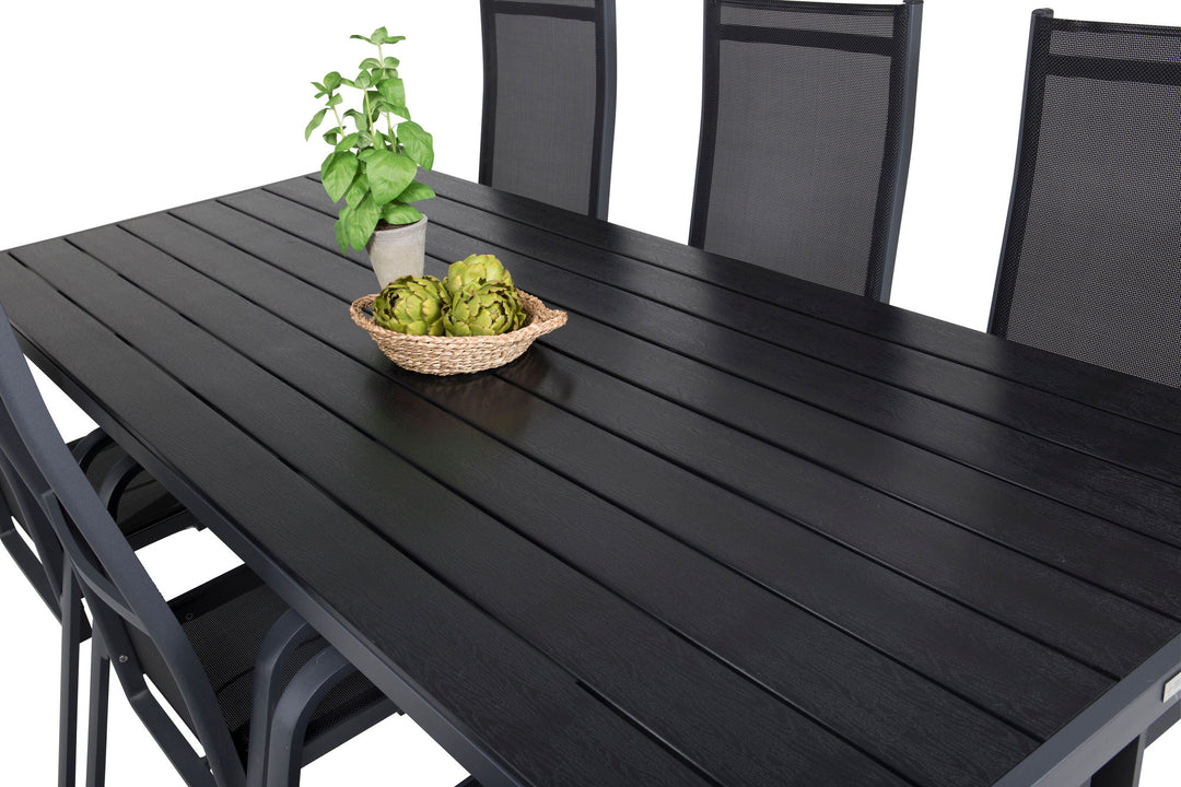 Venture Home Break Dining Table - 205*90 - Black Alu / Black Aintwood+Copacabana Recliner Cha
