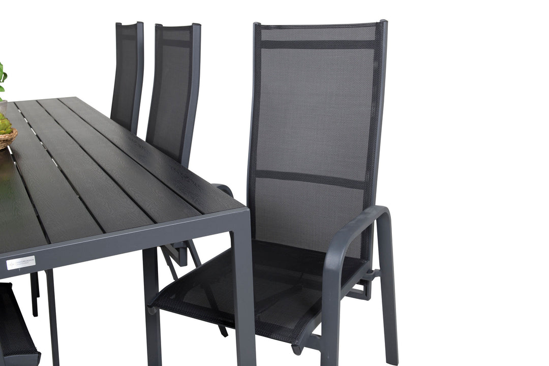 Venture Home Break Dining Table - 205*90 - Black Alu / Black Aintwood+Copacabana Recliner Cha