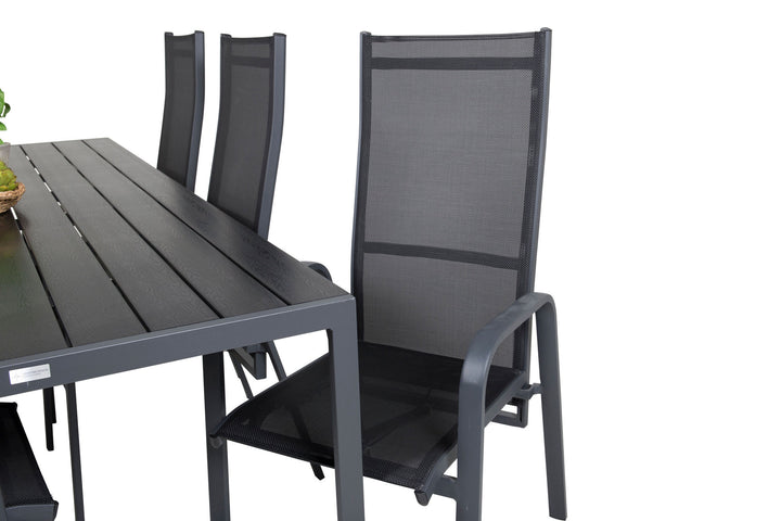 Venture Home Break Dining Table - 205*90 - Black Alu / Black Aintwood+Copacabana Recliner Cha