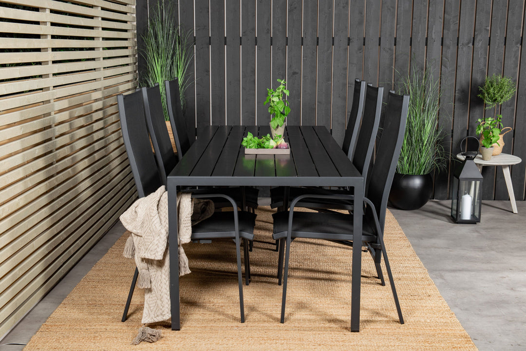Venture Home Break Dining Table - 205*90 - Black Alu / Black Aintwood+Copacabana Recliner Cha