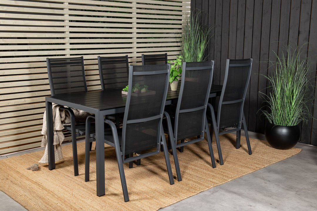 Venture Home Break Dining Table - 205*90 - Black Alu / Black Aintwood+Copacabana Recliner Cha