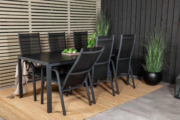 Venture Home Break Dining Table - 205*90 - Black Alu / Black Aintwood+Copacabana Recliner Cha