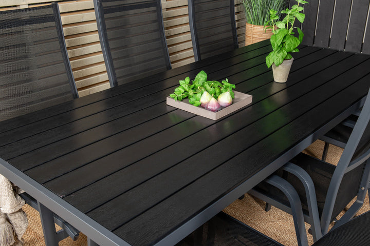 Venture Home Break Dining Table - 205*90 - Black Alu / Black Aintwood+Copacabana Recliner Cha