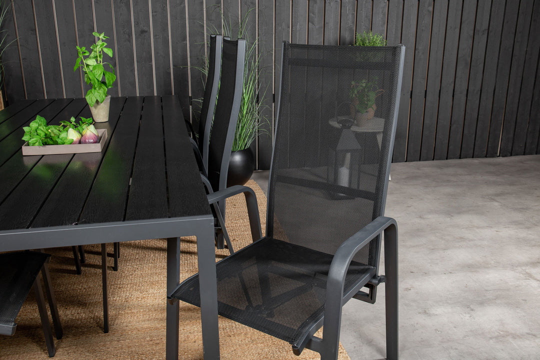 Venture Home Break Dining Table - 205*90 - Black Alu / Black Aintwood+Copacabana Recliner Cha