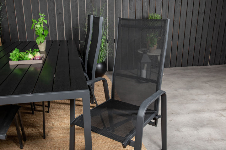 Venture Home Break Dining Table - 205*90 - Black Alu / Black Aintwood+Copacabana Recliner Cha