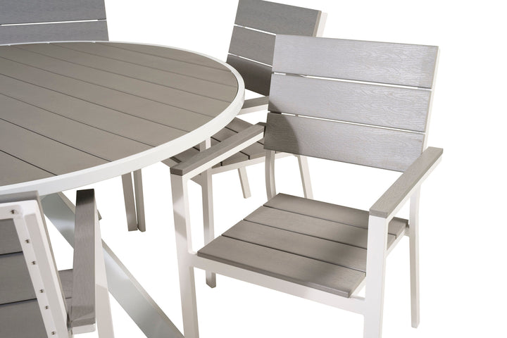 Venture Home Parma Table ø 140 - White/Grey - Levels Chair (stackable) - White Alu / Grey Aintwood 6