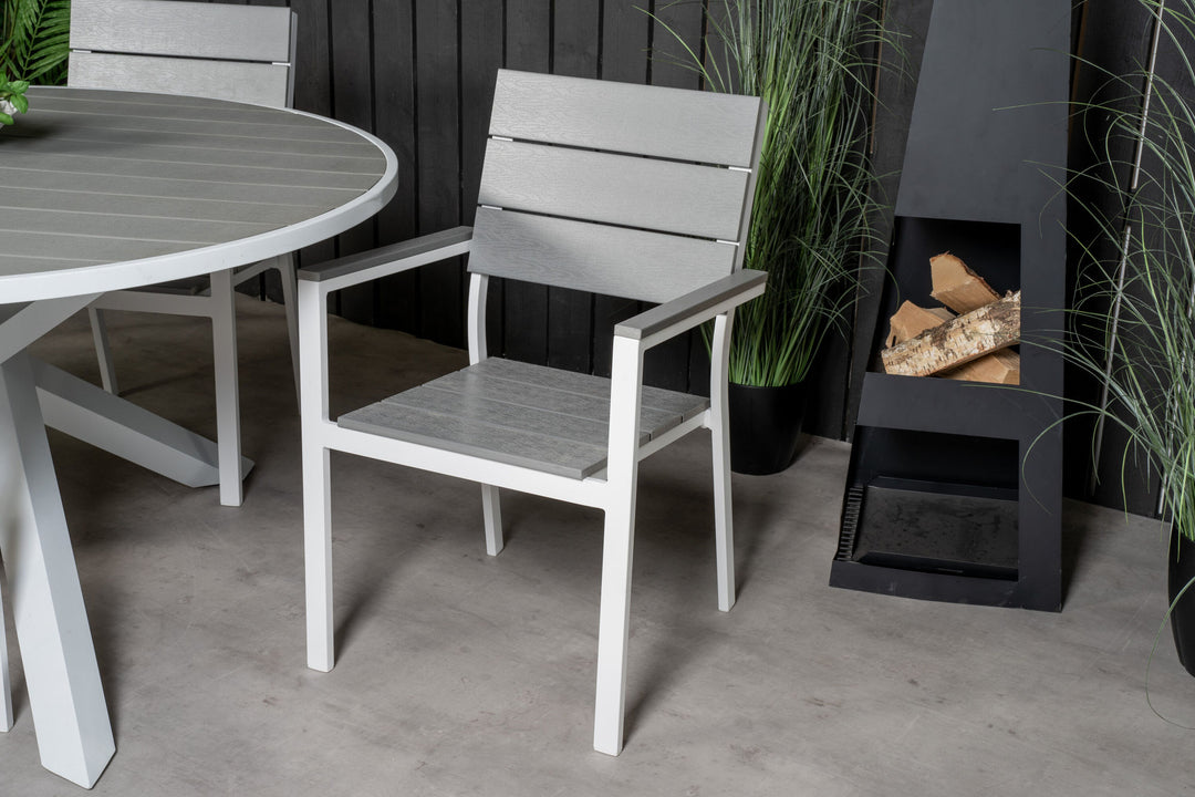 Venture Home Parma Table ø 140 - White/Grey - Levels Chair (stackable) - White Alu / Grey Aintwood 6