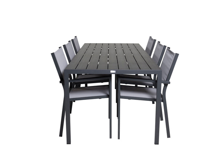 Venture Home Break Dining Table - 205*90 - Black Alu / Black Aintwood+Copacabana Arm Chair (s