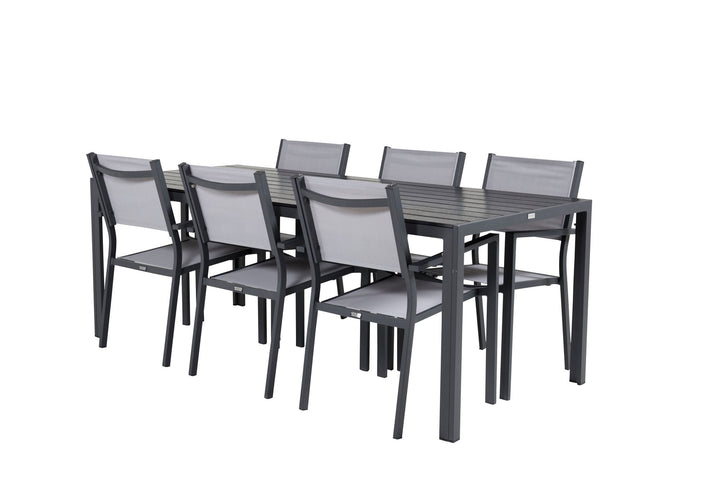 Venture Home Break Dining Table - 205*90 - Black Alu / Black Aintwood+Copacabana Arm Chair (s