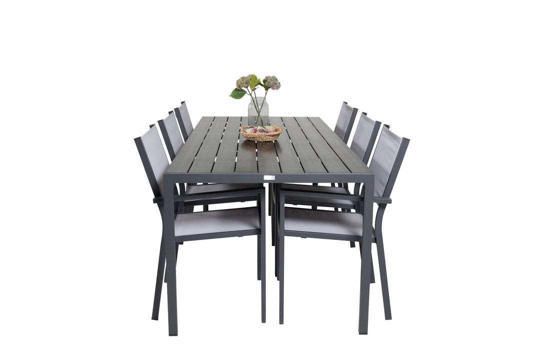 Venture Home Break Dining Table - 205*90 - Black Alu / Black Aintwood+Copacabana Arm Chair (s
