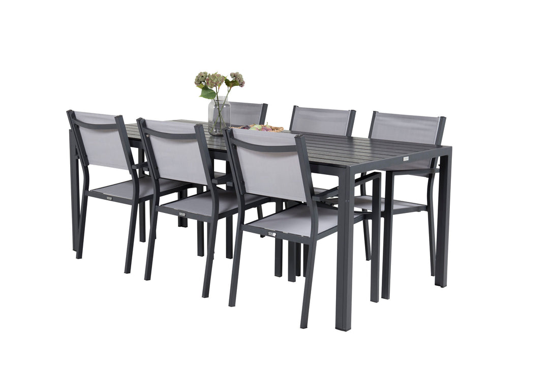 Venture Home Break Dining Table - 205*90 - Black Alu / Black Aintwood+Copacabana Arm Chair (s