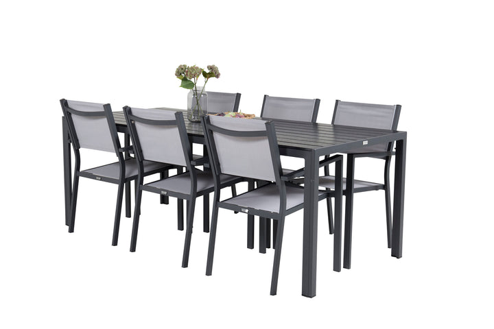 Venture Home Break Dining Table - 205*90 - Black Alu / Black Aintwood+Copacabana Arm Chair (s