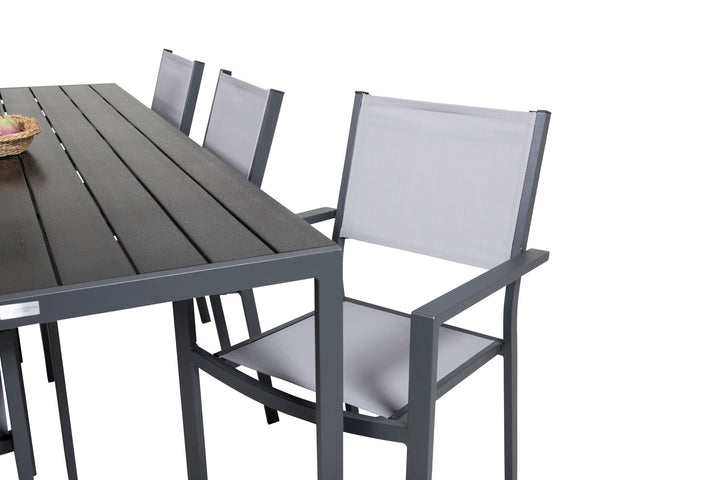 Venture Home Break Dining Table - 205*90 - Black Alu / Black Aintwood+Copacabana Arm Chair (s
