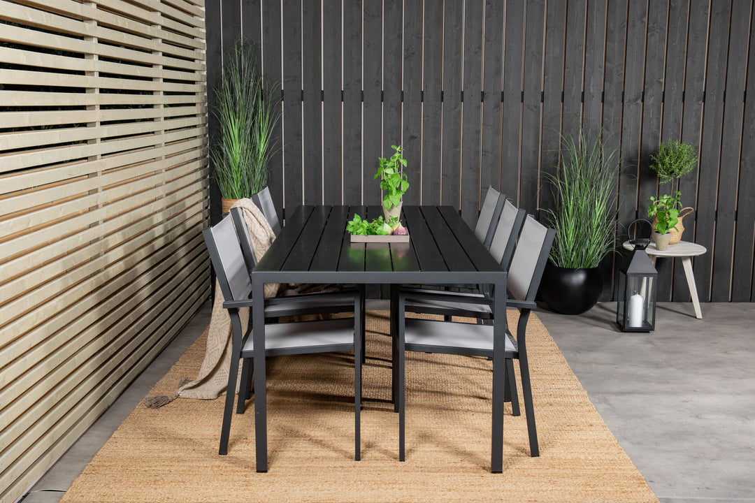 Venture Home Break Dining Table - 205*90 - Black Alu / Black Aintwood+Copacabana Arm Chair (s